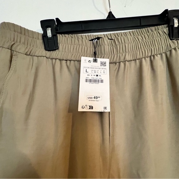 Zara Relaxed Fit Adjustable Hem Pants High Waist Elastic Slip on - Picture 4 of 9